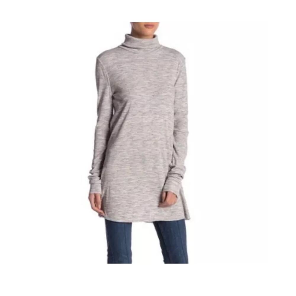 We The Free Free People Stonecold Turtleneck Split Back Tunic Top Size Small
